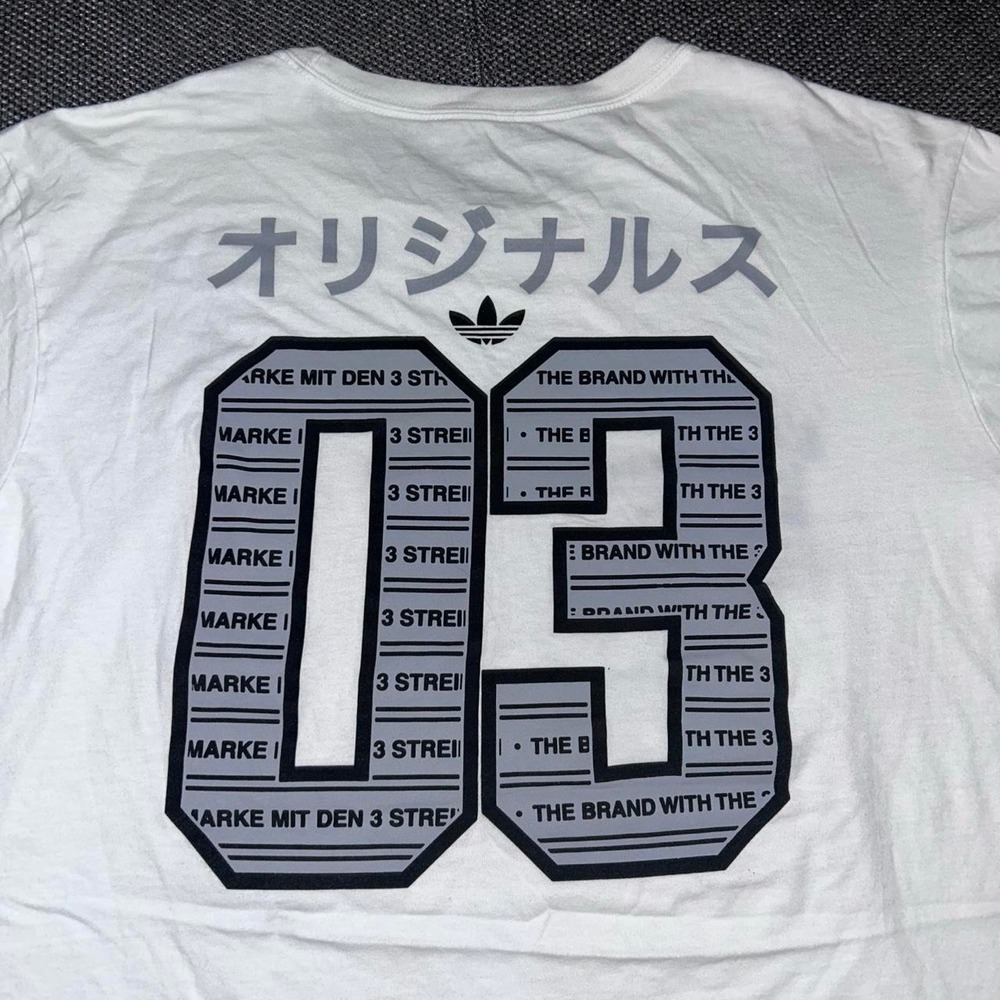 Rare Adidas Originals Trefoil White Japanese Streetwear T Shirt Size 2XL